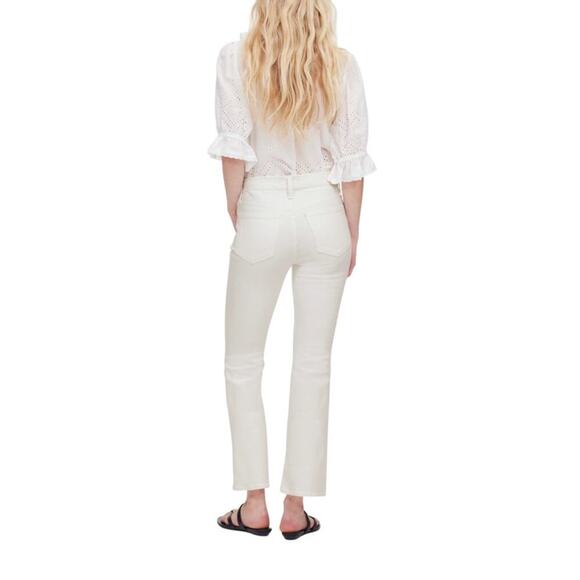 Madewell Mid Rise Kick Out Crop Jeans Pure White NI961 size 24 NWT - Picture 2 of 8